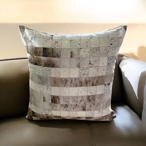 LOLOI FAUX HIDE CHECKERBOARD THROW PILLOW 22x22